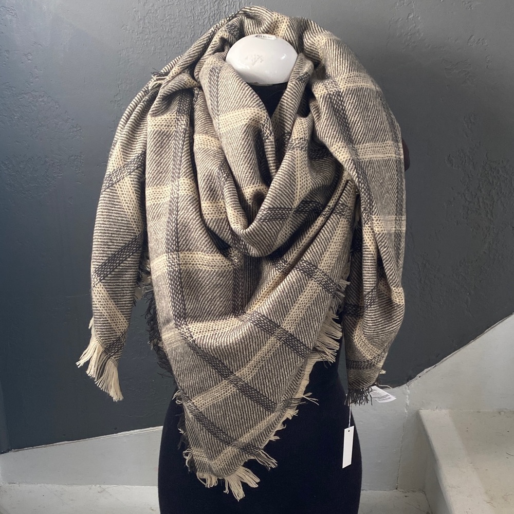 Madewell Denvale Plaid Blanket Scarf Oversized Fringe Cozy Warm Soft NWT - Picture 1 of 5